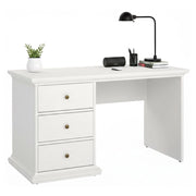 Scrivania Agia, Scrittoio multiuso, Tavolo per ufficio porta PC, Piano di lavoro, 130x62 h74 cm, Bianco