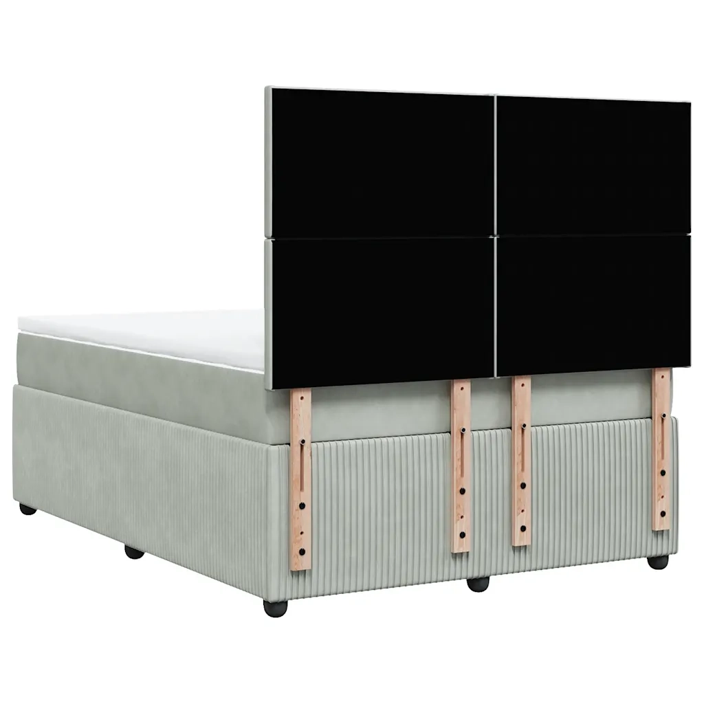 Giroletto a Molle con Materasso Grigio Chiaro 160x200cm Velluto