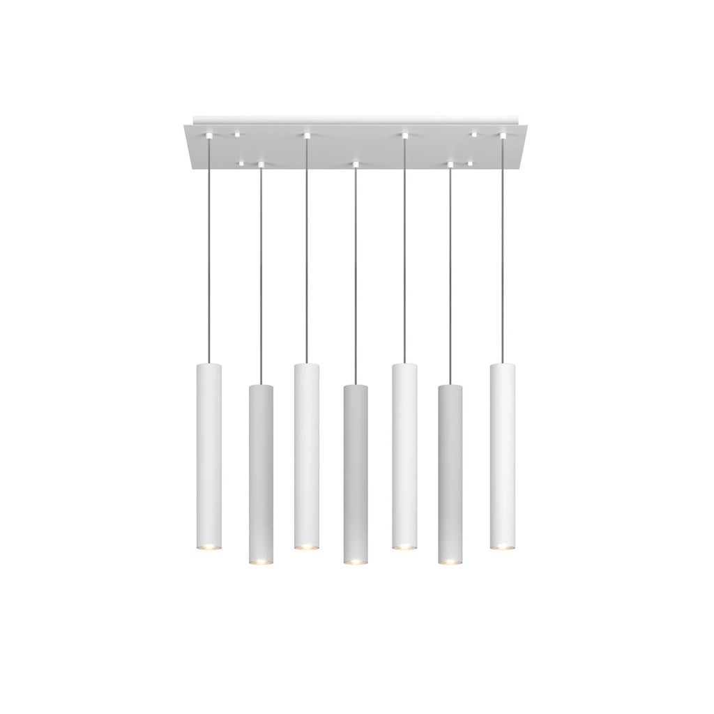 Lampadario Industrial-Minimal Xeana Metallo Bianco 7 Luci Gu10
