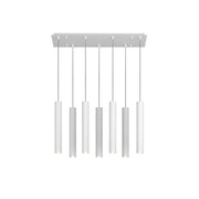 Lampadario Industrial-Minimal Xeana Metallo Bianco 7 Luci Gu10