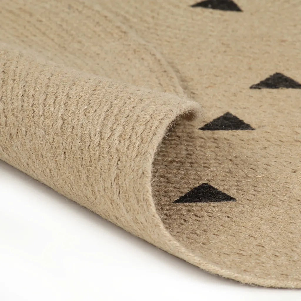 Tappeto Lavorato a Mano in Juta con Stampa a Triangoli 90 cm 133689