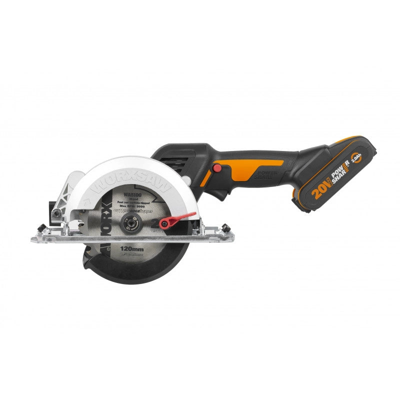 Sega circolare WX531 20 Volt Brushless 120 millimetri con batteria 2Ah per tagli fino a 41 millimetri - Worx