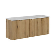 Set bagno sospeso VANO effetto rovere e bianco 140cm: mobili sotto lavabo con ante + piano per lavabo