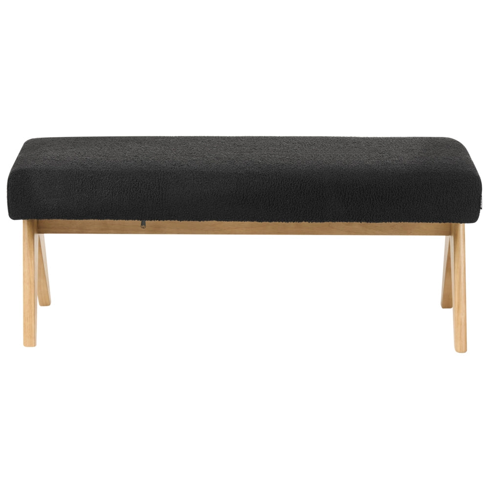 Set di divani Nero e marrone chiaro Divano a 2 posti Panca Boucle Rivestimento Retro Design Gambe di legno Soggiorno