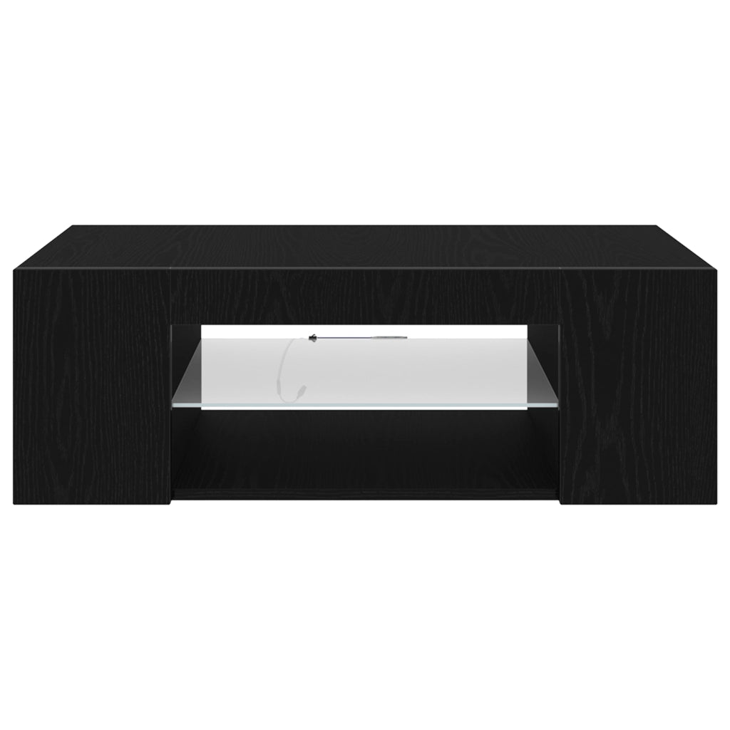 Mobile TV  con luci LED Rovere Nero 90x39x30 cm in Legno ingegnerizzato