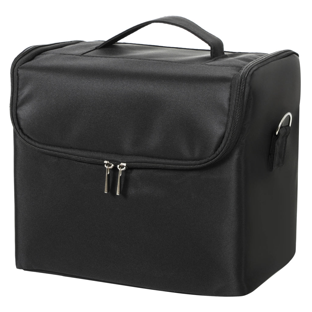 Beauty Case da Trucco con 4 Contenitori Rimovibili, Tracolla e Maniglia, Nero