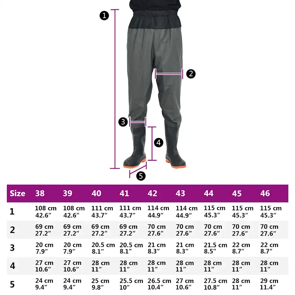 Wader da Pesca alla Vita con Stivali Verde Scuro Taglia 41 CFW4757653