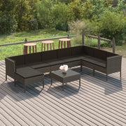 Set Divani da Giardino 9 pz con Cuscini in Polyrattan Grigio cod mxl 41965