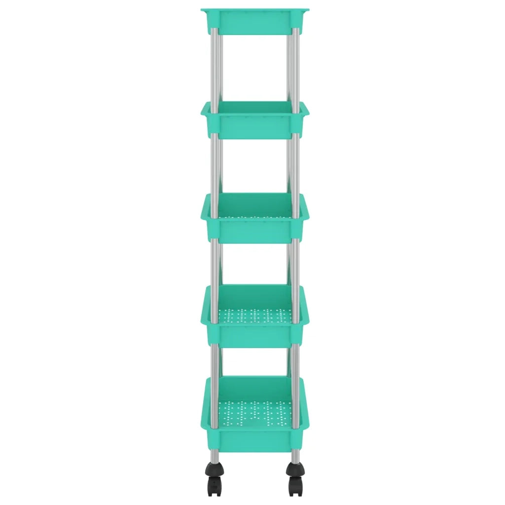 Carrello da Cucina 5 Ripiani Turchese 40x22x116 cm Ferro e ABS cod mxl 68979