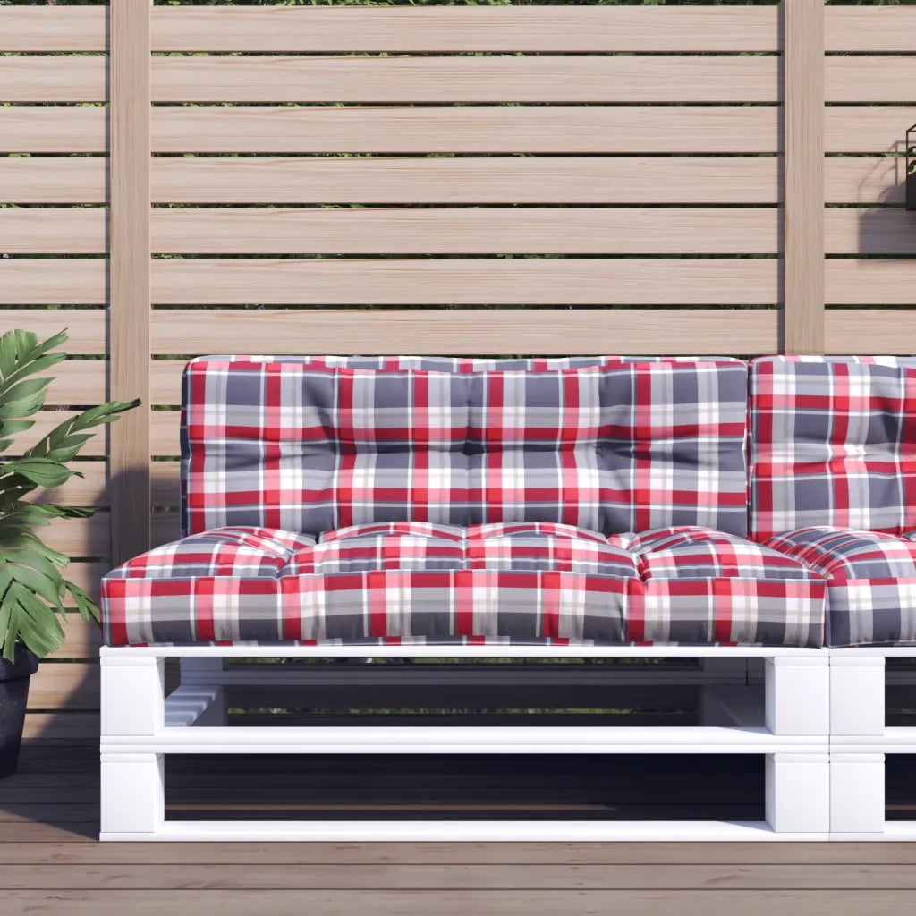 Cuscino per pallet | Cuscini per sedie a Quadri Rossi 120x40x12 cm in Tessuto