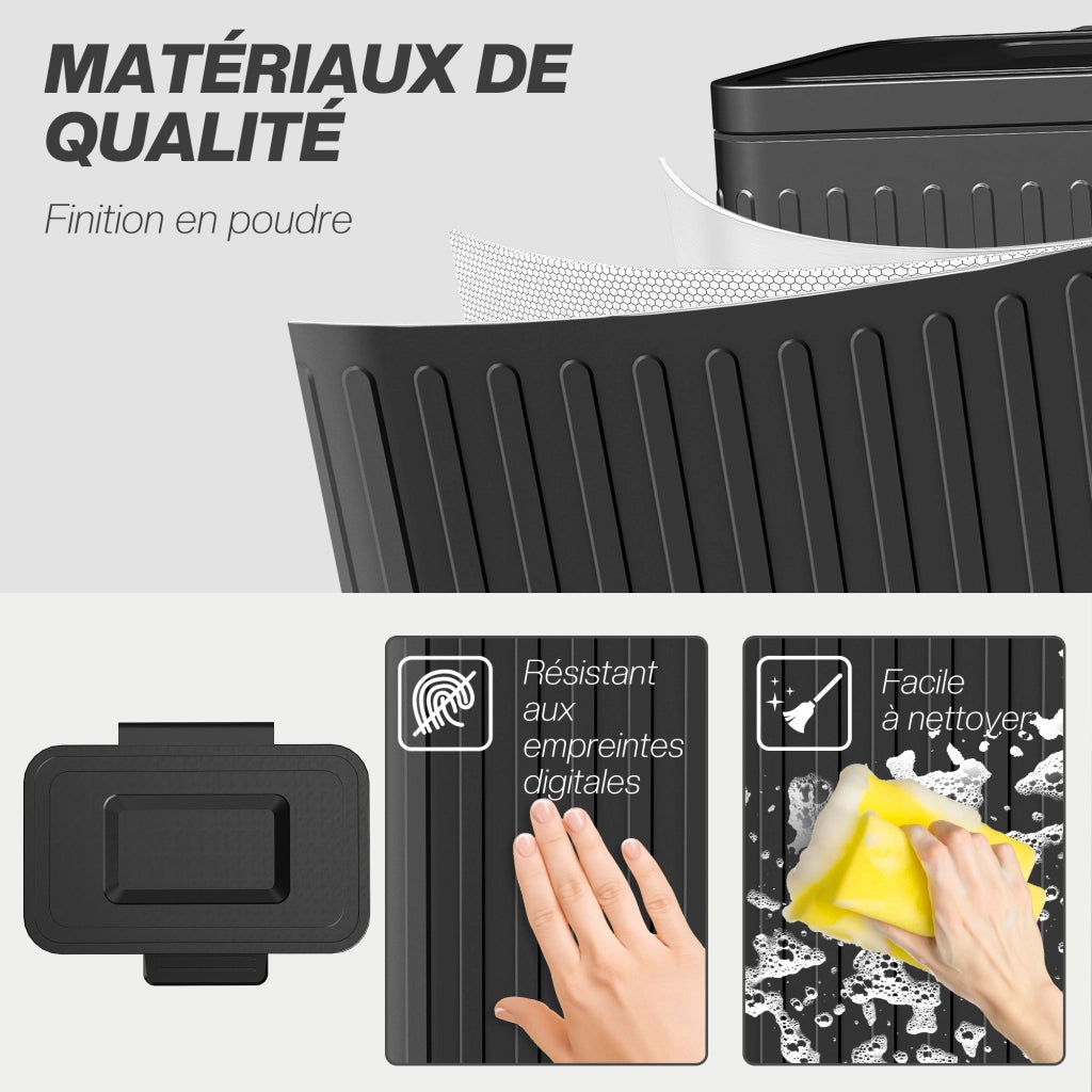 Bidone doppio per cucina ¨C zephmum ¨C 2x20L, interno estraibile, pedale, 45.5x36.5x51cm, nero