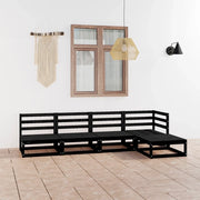 Set Divani da Giardino 5 pz Nero in Legno Massello di Pino 3075518