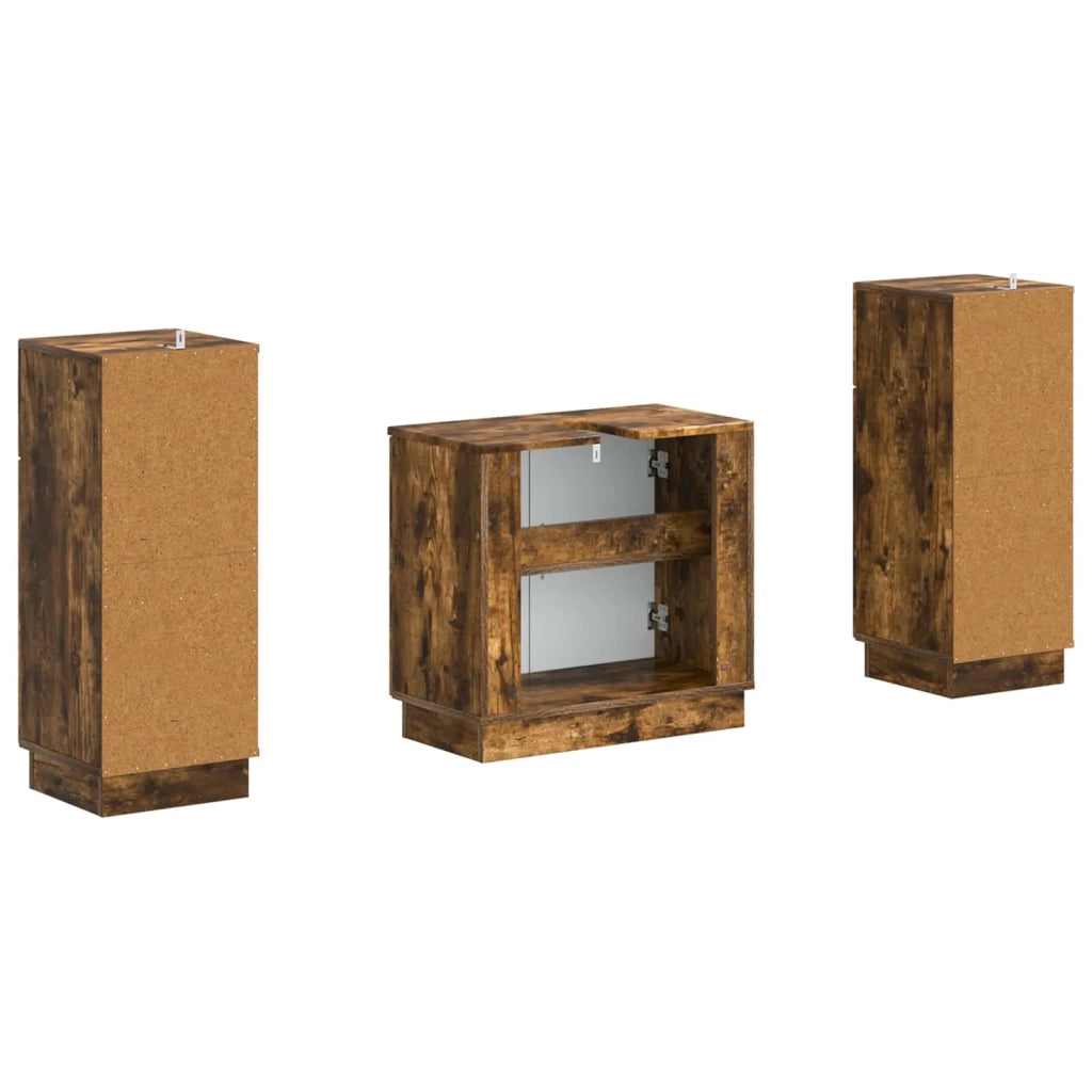 Set di Armadi da Bagno da 2 Pezzi HOORN Rovere Fumo 3418040