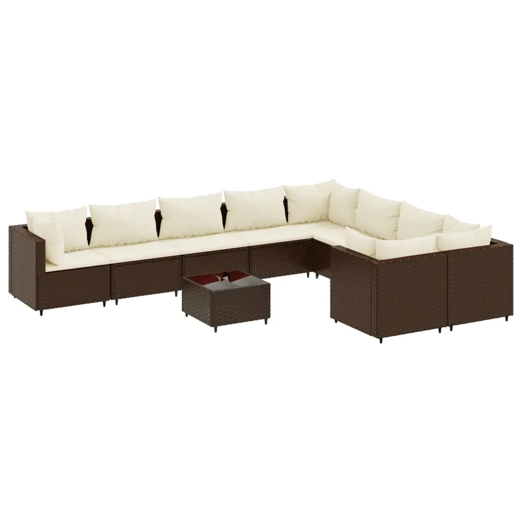 Set Divani da Giardino 10pz con Cuscini in Polyrattan Marrone 3308321