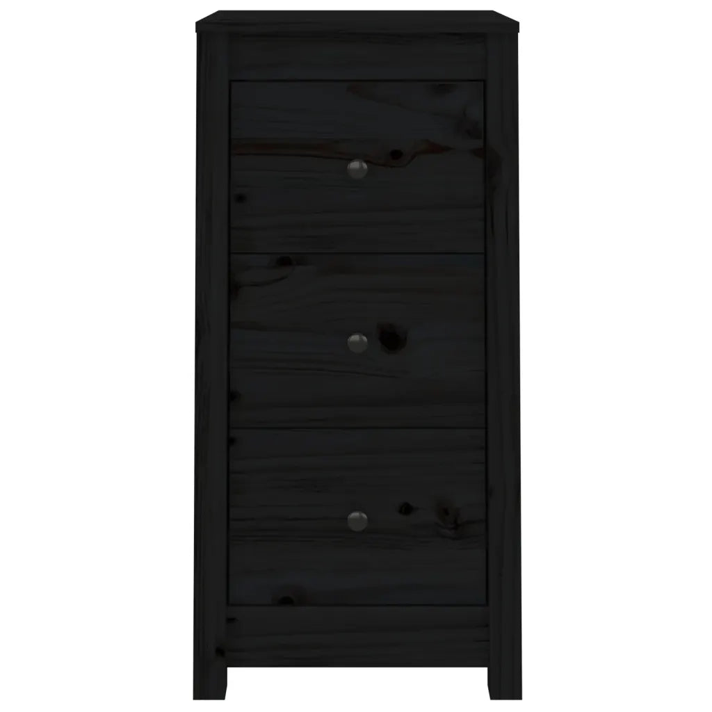 Credenze 2 pz Nere 40x35x80 cm in Legno Massello di Pino 813748