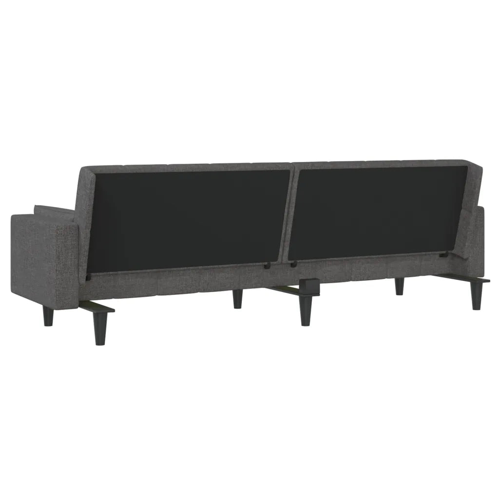 Divano Letto a 2 Posti con 2 Cuscini Grigio Scuro in Tessuto 375834