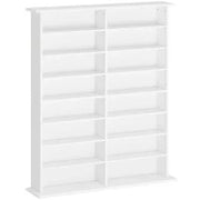 Mobile Libreria porta CD a 16 Ripiani dal Design Moderno in Legno, 106.5x24x126.3 cm, Bianco