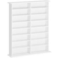 Mobile Libreria porta CD a 16 Ripiani dal Design Moderno in Legno, 106.5x24x126.3 cm, Bianco