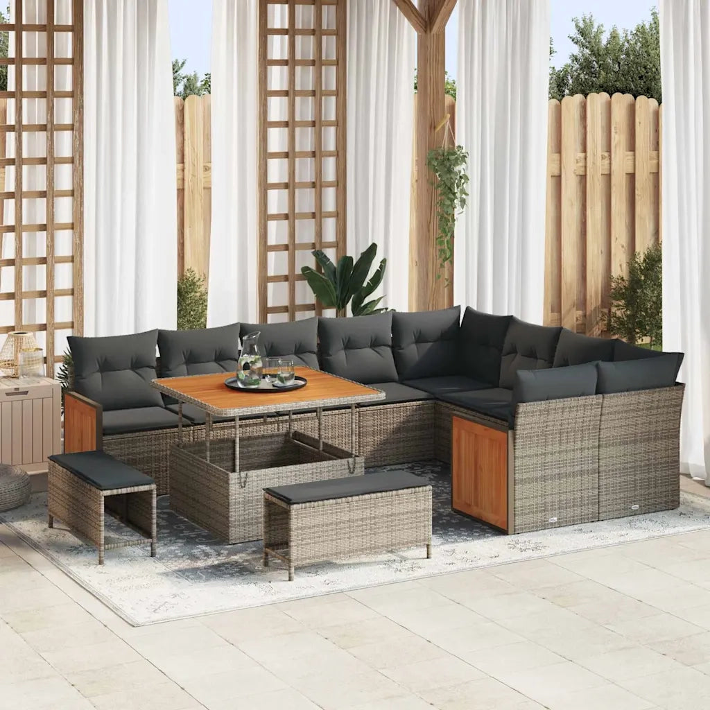 Set Divano da Giardino con cuscino 12 pcs Grigio