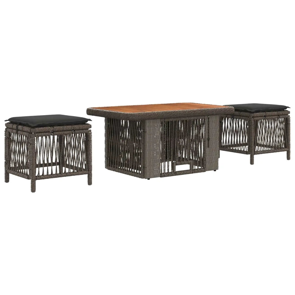 Set da Pranzo per Giardino 3 pz Grigio e Grigio Scuro 42026751