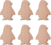Pinguini in legno per maniglie di porta 6 pezzi - Decorazione per cameretta con viti - Forma unica - Accessori per camera da letto
