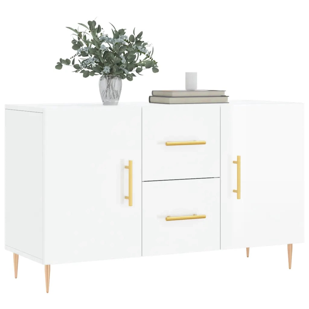 Credenza | Madia | Buffet da pranzo | Armadio da pranzo Bianco Lucido 100x36x60 cm in Legno Multistrato