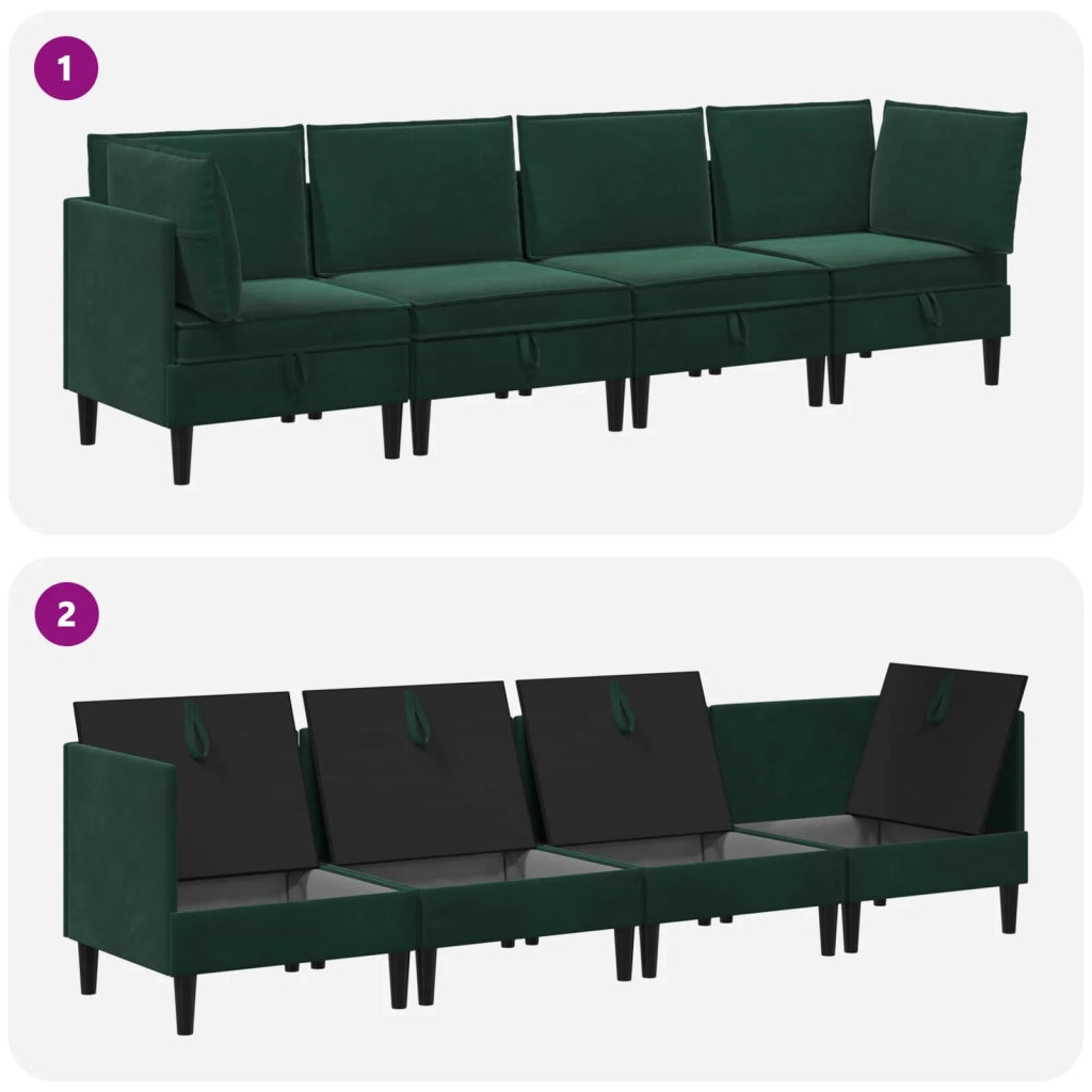 Set di mobili per il soggiorno 4 pcs Verde Scuro Velluto 3413739