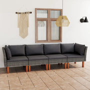 Divano da Giardino a 4 Posti con Cuscini Grigio in Polyrattan cod mxl 36901