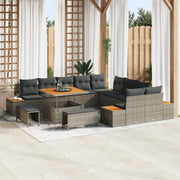 Set Divano da Giardino con cuscino 13 pcs Grigio Poly Rattan