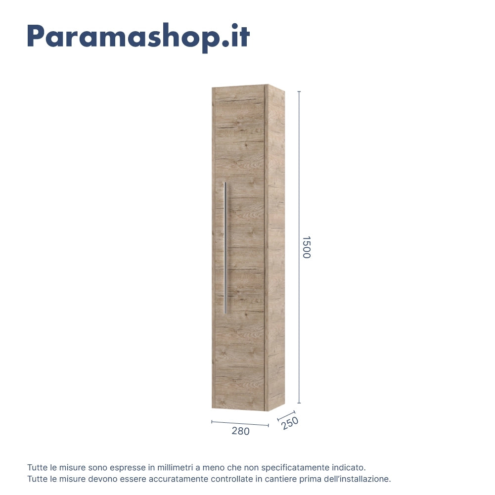 Colonna sospesa altezza 150cm rovere naturale reversibile | Aoki