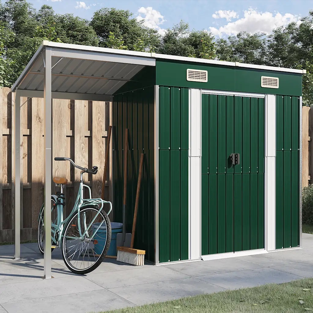 Capanno Giardino con Tetto Esteso Verde 277x107x181cm Acciaio CFW2622459