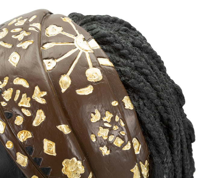 Statua Donna Masai 19x30x18,5 cm in Poliresina Nero/Oro