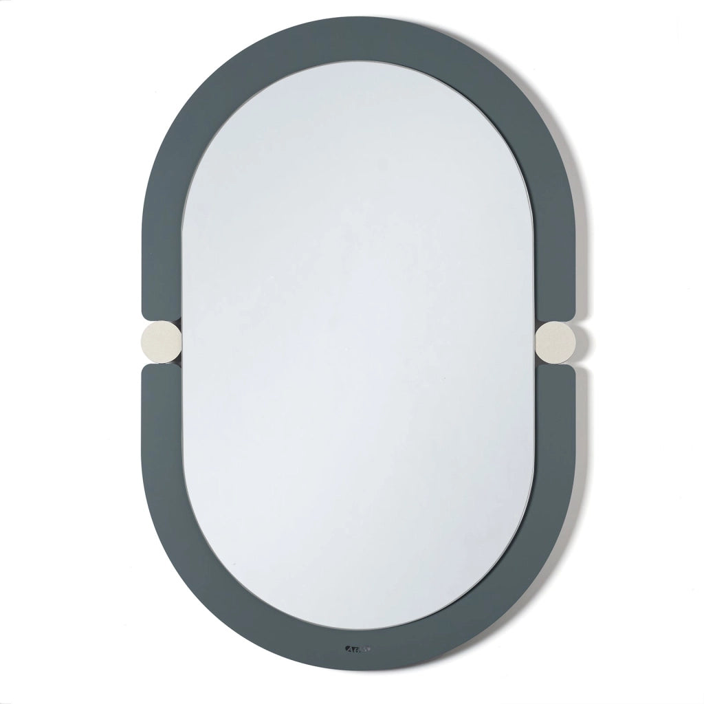 specchio moderno da parete alchimia ovale Giada/avorio in Ferro, vetro per lo specchio 62x92h cm (50x80h cm specchio)
