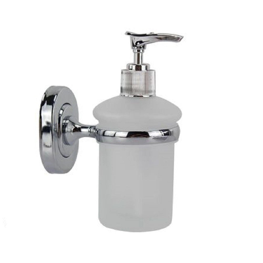 Trade Shop - Dispenser Portasapone Liquido Vetro Satinato Fissaggio A Parete Bagno 15cm 69181 -