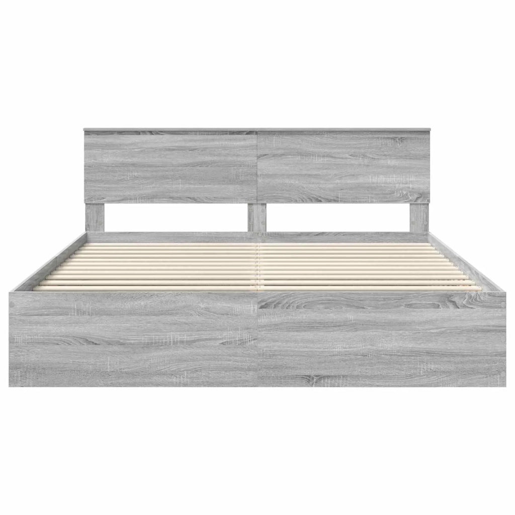 Letto matrimoniale | Letto per adulti | Struttura del letto con testiera Grigio Sonoma 200 x 200 cm