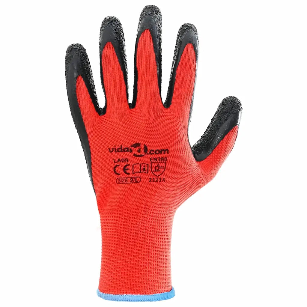 Guanti da Lavoro 12 pz Rosso e Nero 9 / l CFW2915582