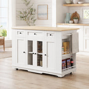 ISOLA CUCINA 151,5x85x91,7 cm Bianco/Naturale con piano pieghevole
