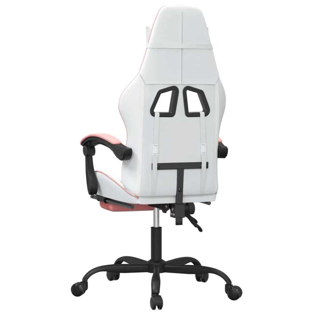 Sedia da Gaming Girevole Poggiapiedi Bianca e Rosa Similpelle 349564