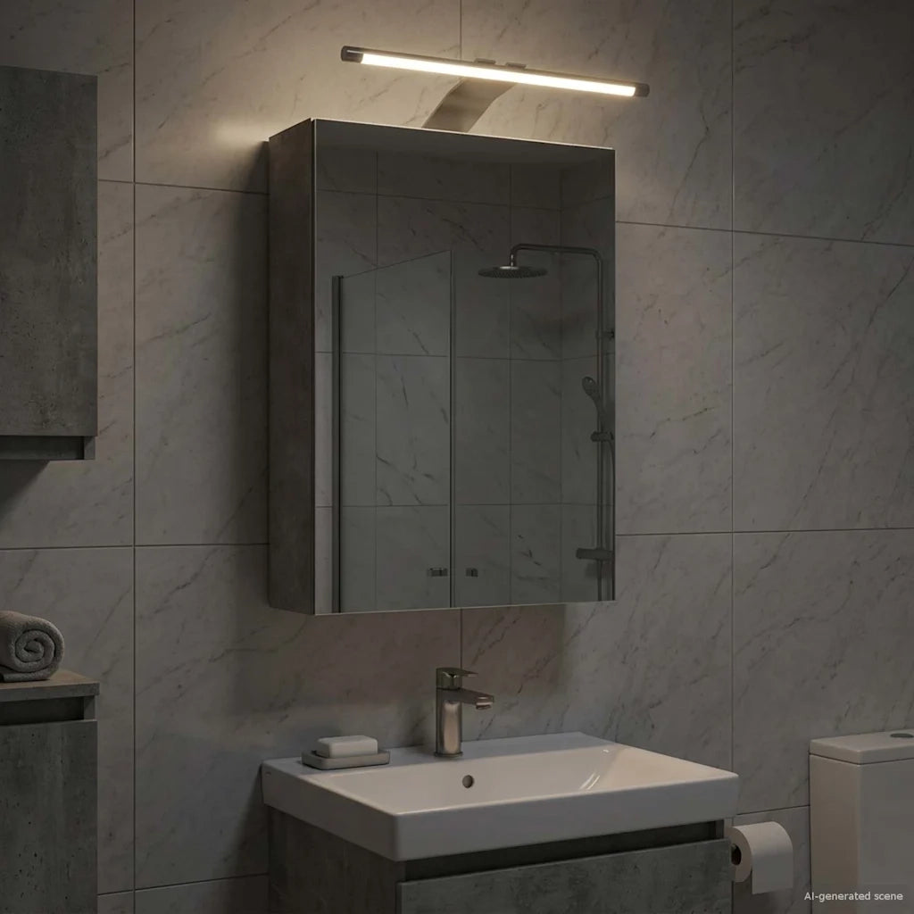 Mobiletto per specchio da bagno con lo scaffale Grigio cemento 889018