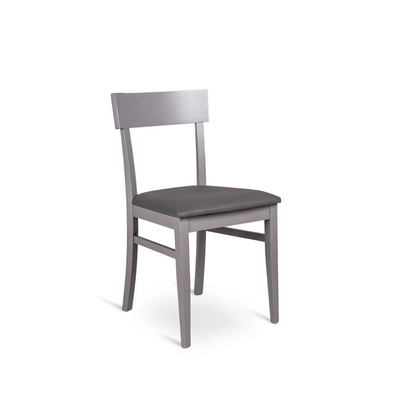 4x Sedia in legno laccato grigio scuro con seduta in similpelle 445xh. 82 cm
