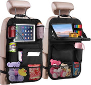 Organizzatori per bambini, 2 pezzi di protezione della schiena impermeabile, con tasca per tablet e sacchetto per rifiuti, borse di stoccaggio, copri-schiena con 11 pollici di iPad/contenitore per tablet, deposito giocattoli per bambini