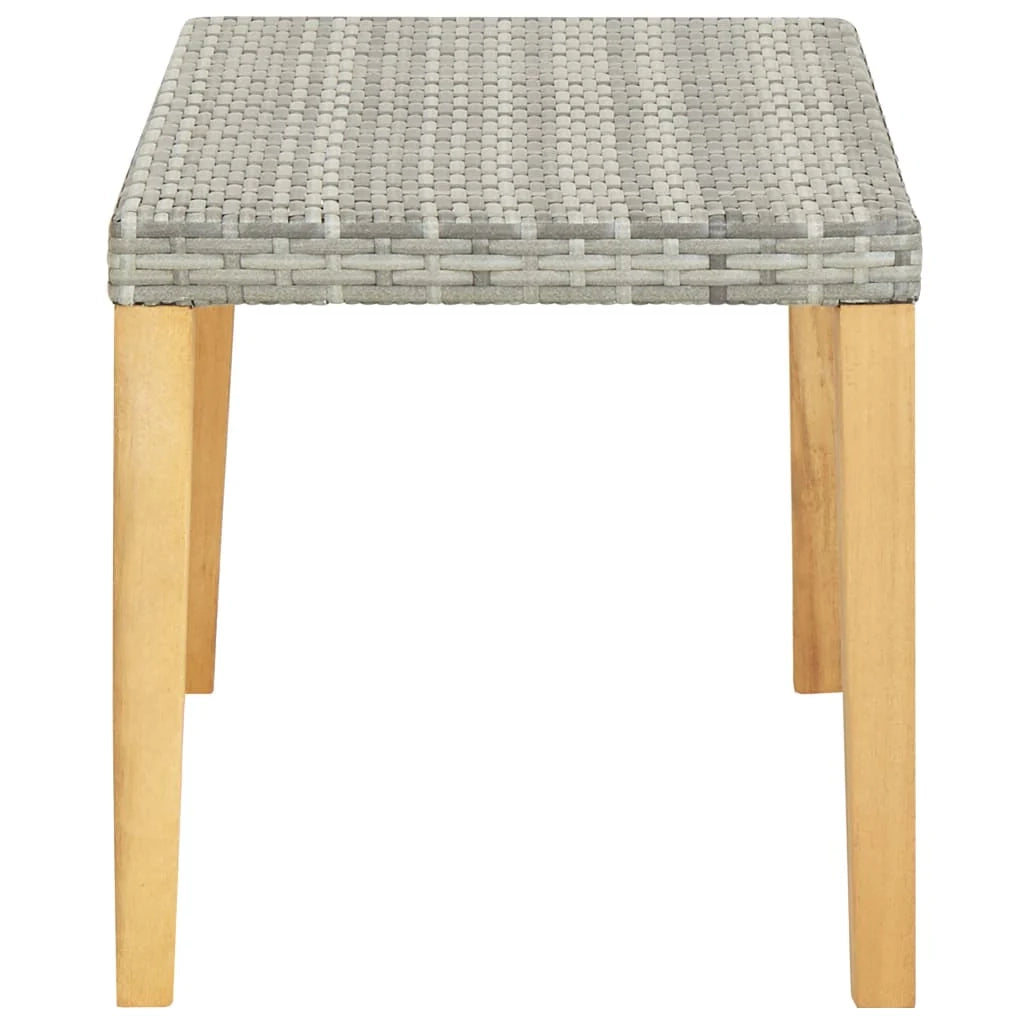 Panca da giardino arredo da esterno terrazza 120 cm resina intrecciata grigia e legno di acacia 02_0011202
