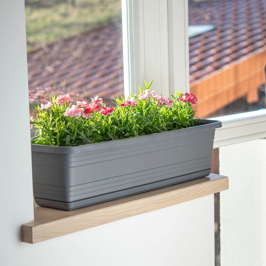 Vaso da fiori da balcone KADAX da 60 cm con sottovaso color antracite