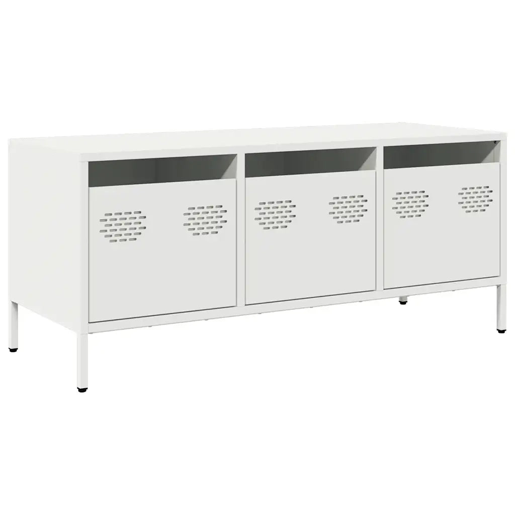 Mobile TV Bianco 101,5x39x43,5 cm in Acciaio Laminato a Freddo 851231