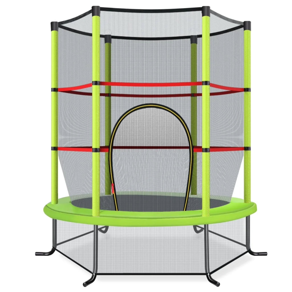 Trampolino da giardino 165 x 165 x 188 cm con rete di sicurezza e robustezza rinforzata design in PVC verde 20_0020169