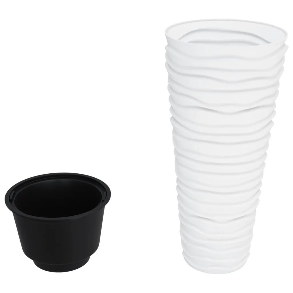 Fioriera | Cassetta per fiori | Vaso con Interno Rimovibile Bianco 18/45 L PP Scanalato