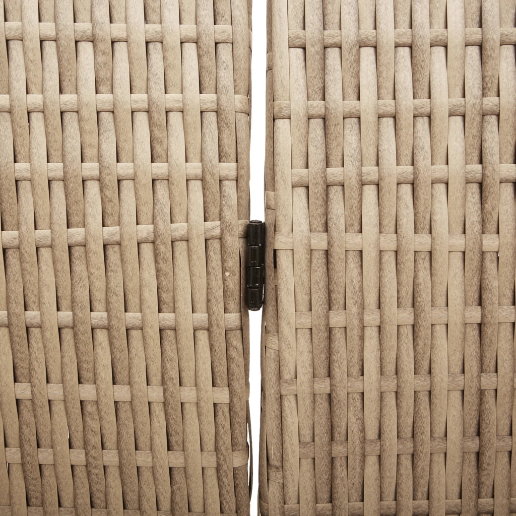 Paravento 5 Pannelli Pieghevole Beige 245x180 cm Poly Rattan