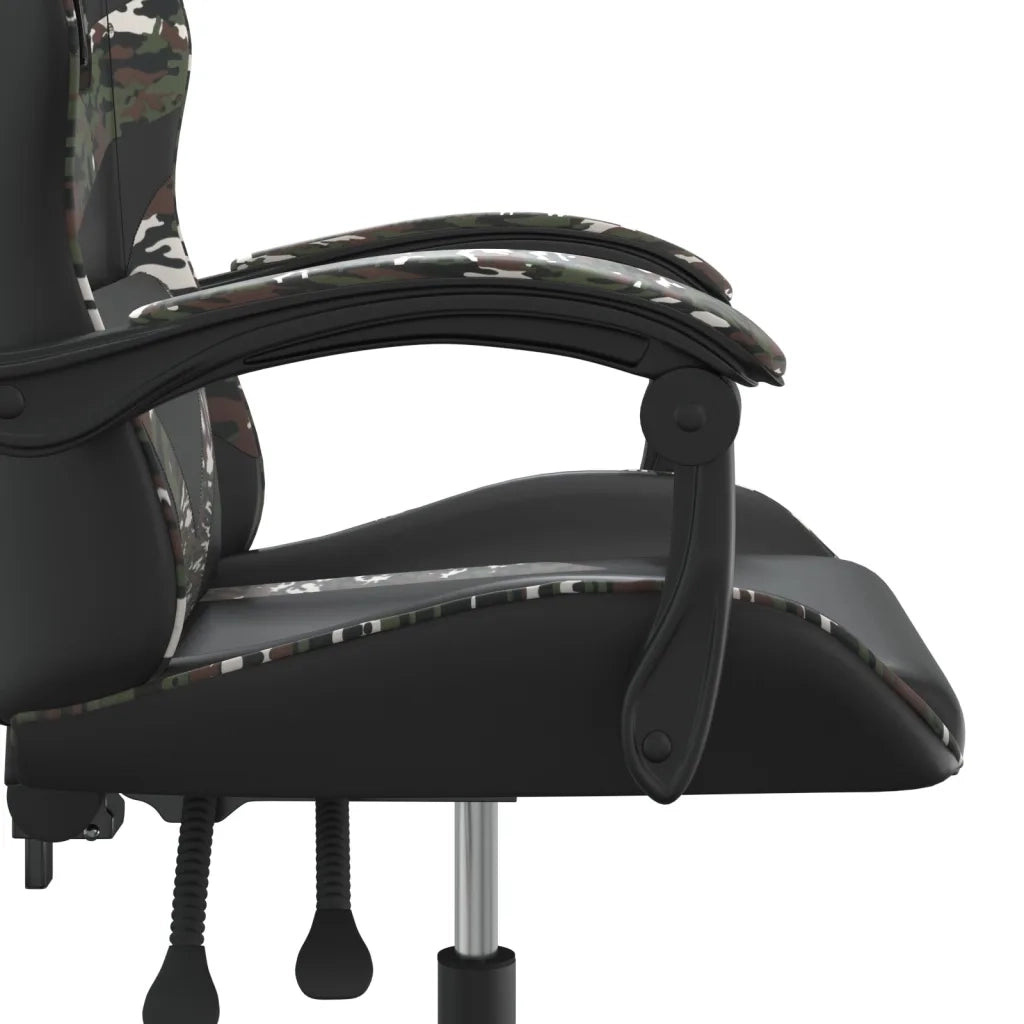Sedia da Gaming | Sedia da e-sports Girevole Nero e Mimetico in Similpelle