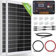 Kit di Pannelli Solari da 240 Watt per Sistemi Off-Grid - 2 x 120W Monocristallino con Regolatore di Carica LCD