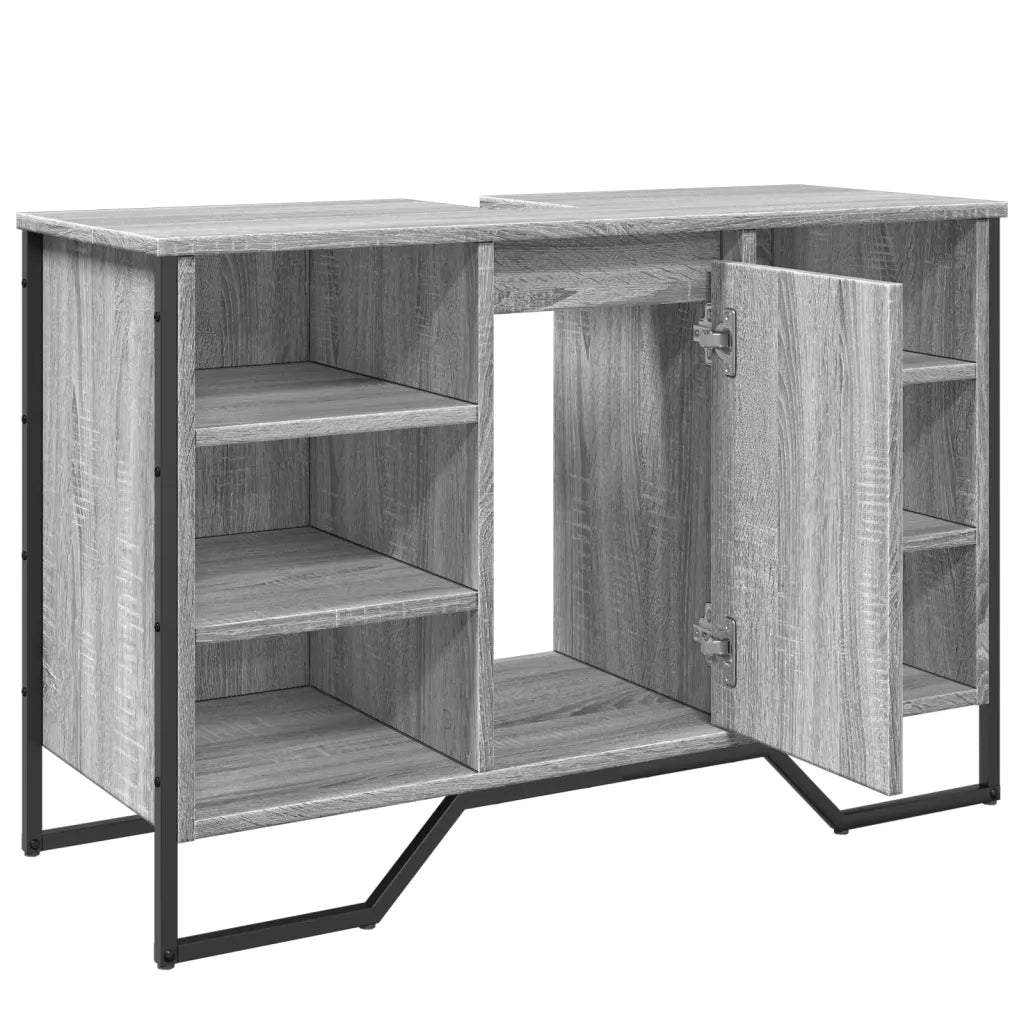 Mobile bagno moderno con ampio spazio contenitivo 91 x 35 x 60 cm legno composito grigio 02_0049581